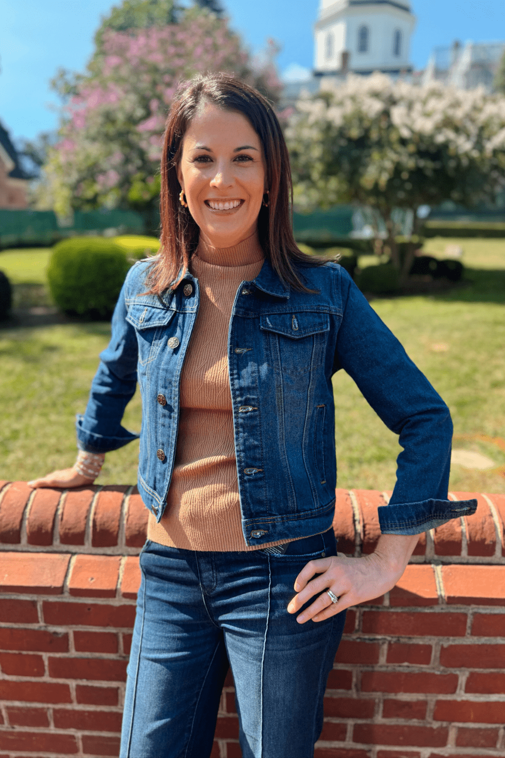 Navy Beaded Denim Jacket - Pearls & Camo