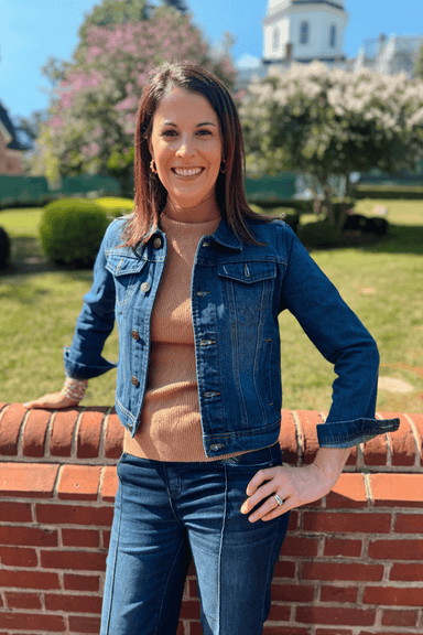 Navy Beaded Denim Jacket - Pearls & Camo