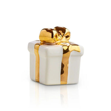 Nora Fleming Golden Wishes White Gift Mini - Nora Fleming