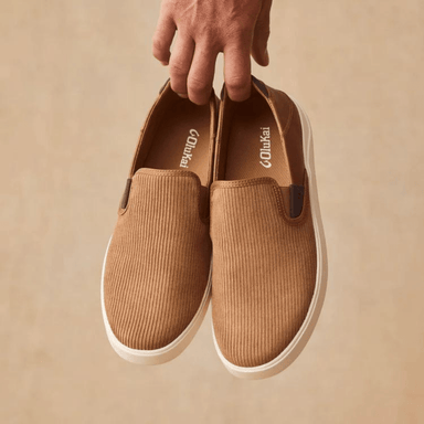 Olukai Lae'ahi Kapa Slip Ons - Tan/Dark Wood - Olukai