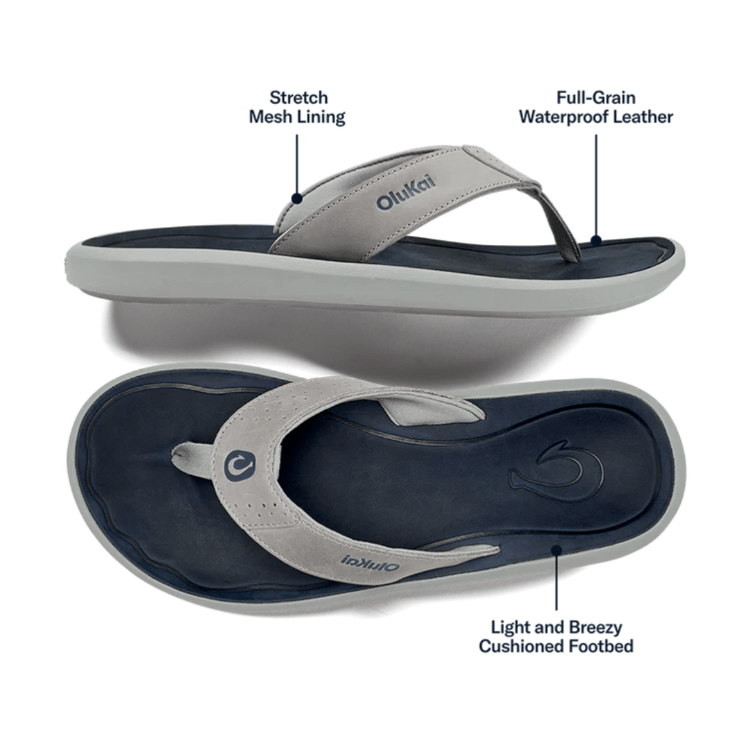 Olukai Pili Flip Flop - Ash/Mood Indigo - Olukai