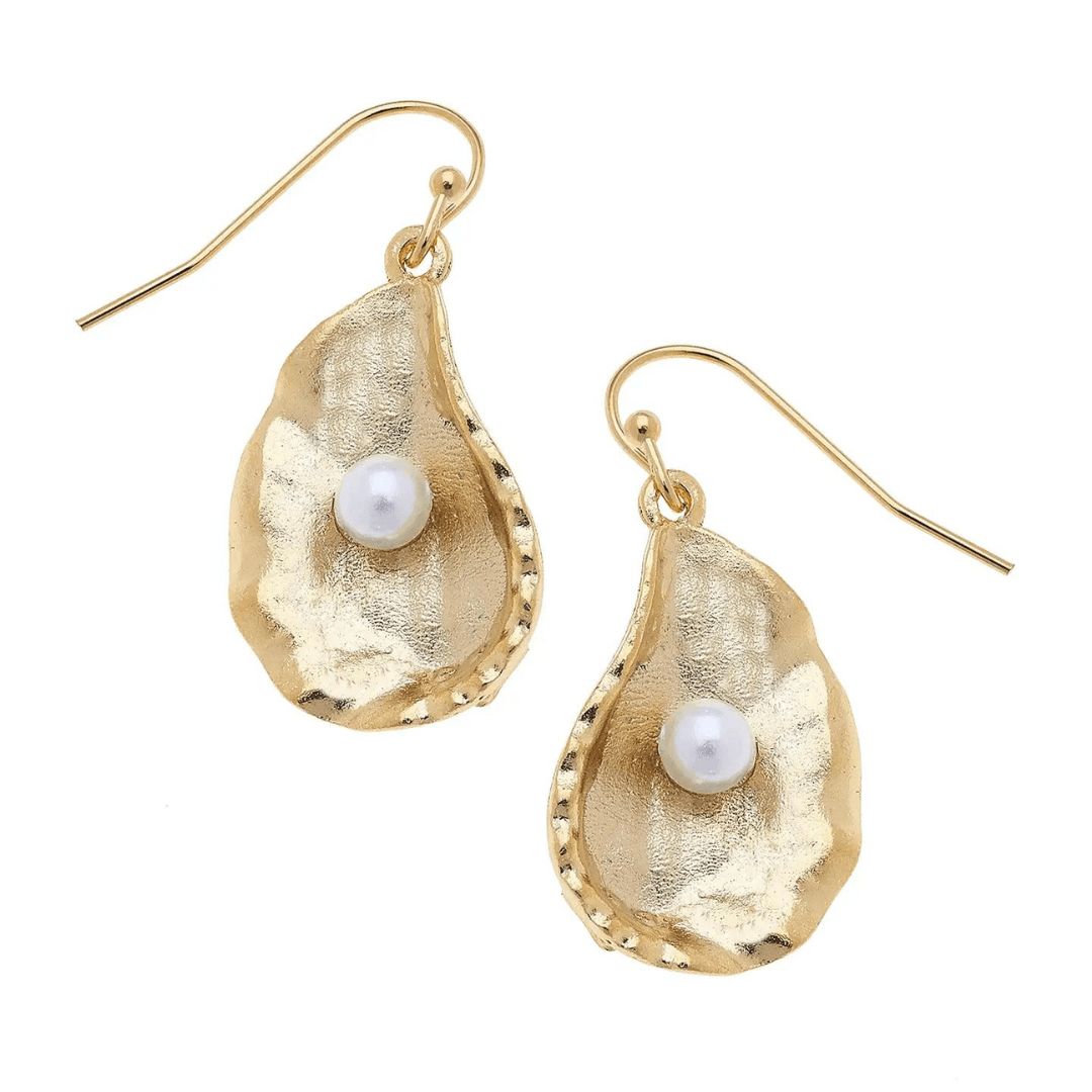 Oyster w/ Pearl Earrings - Gold - Susan Shaw