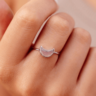 Pura Vida Moonstone Moon Ring - Silver - Pura Vida