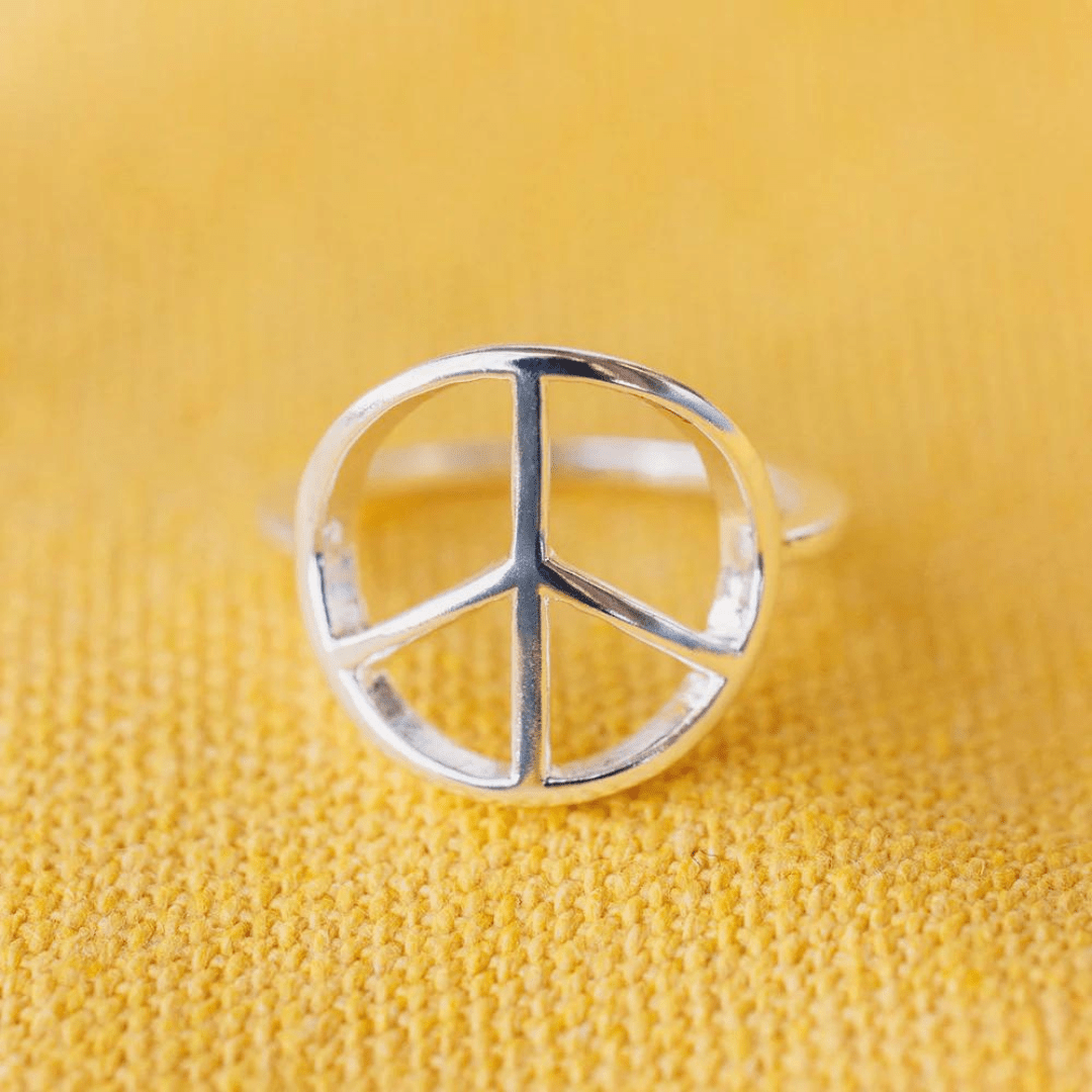 Pura Vida Peace Sign Ring - Silver - Pura Vida