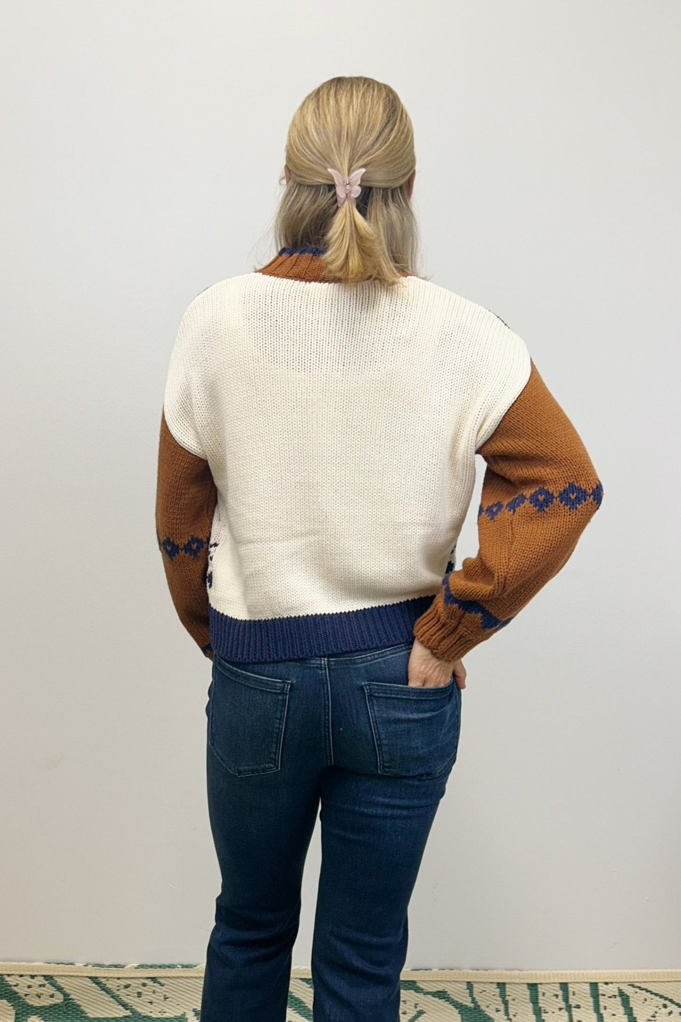 Sadie & Sage Sweet Rose Jacquard Zip Sweater Jacket - Sage the Label