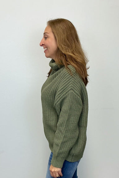 Six Fifty Delaney Oversized Turtleneck Sweater - Olive - Six Fifty