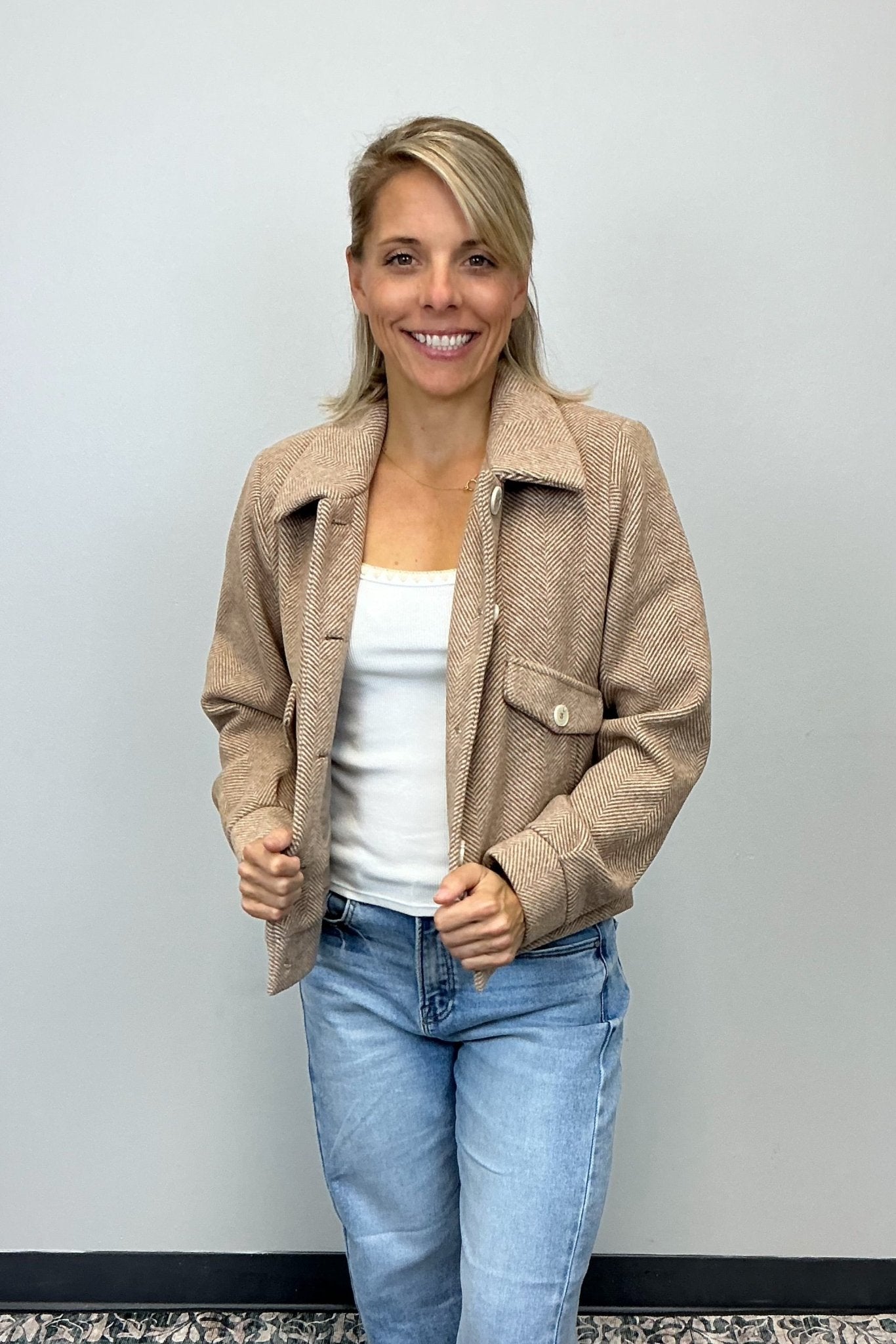 Six Fifty Katrina Herringbone Jacket - Camel - Six Fifty