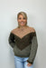 Skies are Blue Chevron Sweater - Olive/Taupe - Skies are Blue