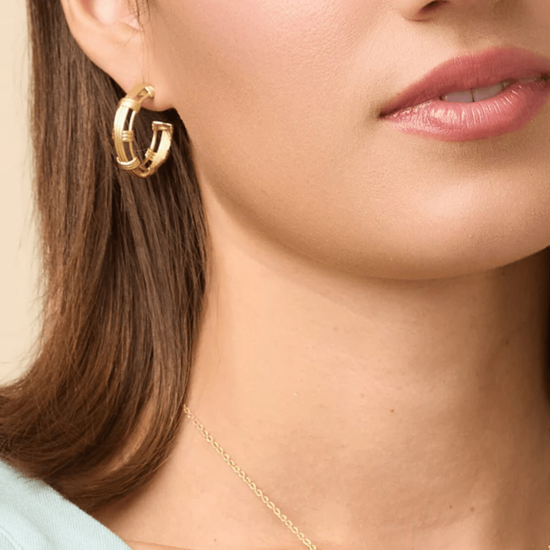 Spartina Basket Weave Hoop Earrings - Gold - Spartina