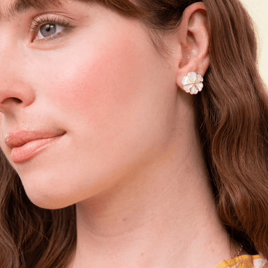 Spartina Carved Flower Stud Earrings - Mother of Pearl - Spartina