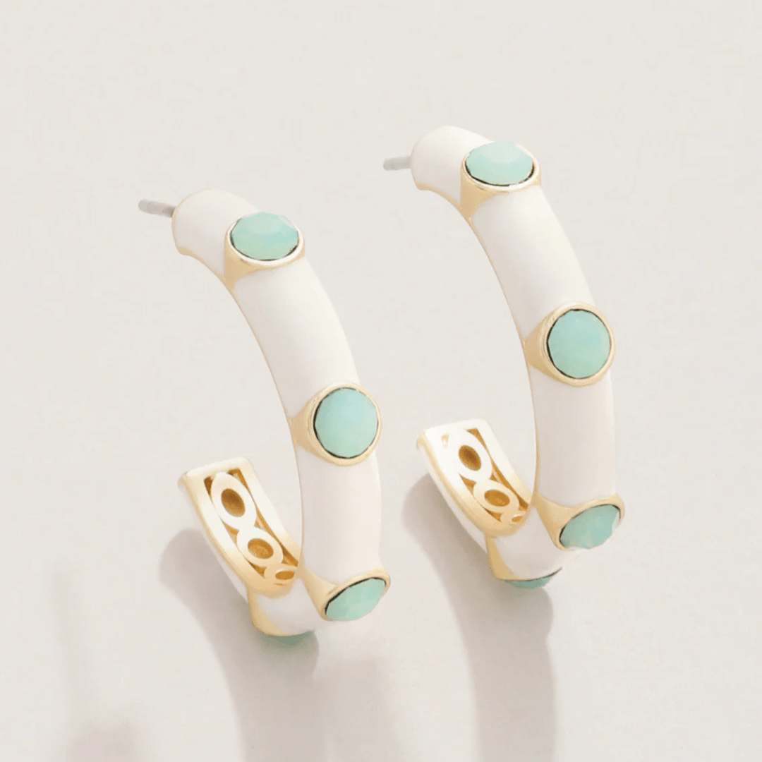 Spartina Clara Gem Hoop Earrings - Sea Foam/Cream - Spartina