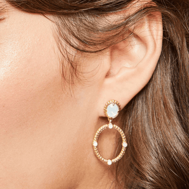 Spartina Cristal Oval Drop Earrings - White Opal - Spartina