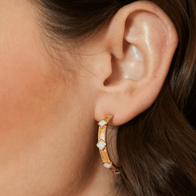 Spartina Harris Hoop Earrings - White Opal - Spartina