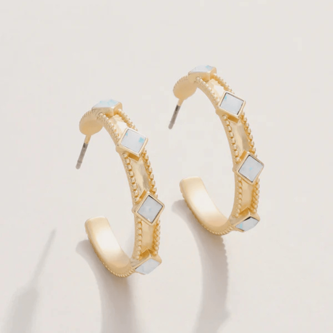 Spartina Harris Hoop Earrings - White Opal - Spartina