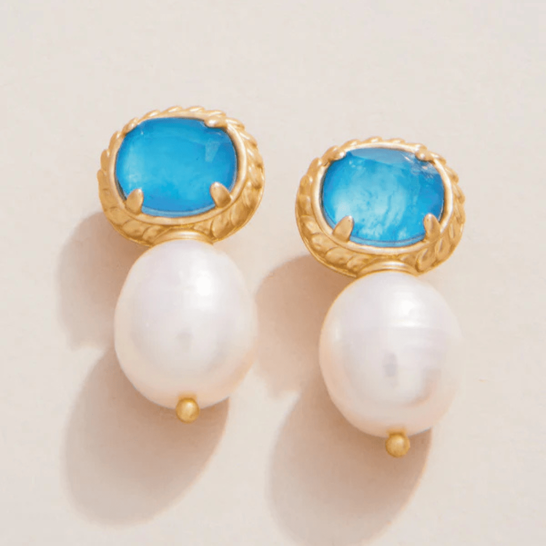 Spartina Karina Pearl Drop Earrings - Blue - Spartina