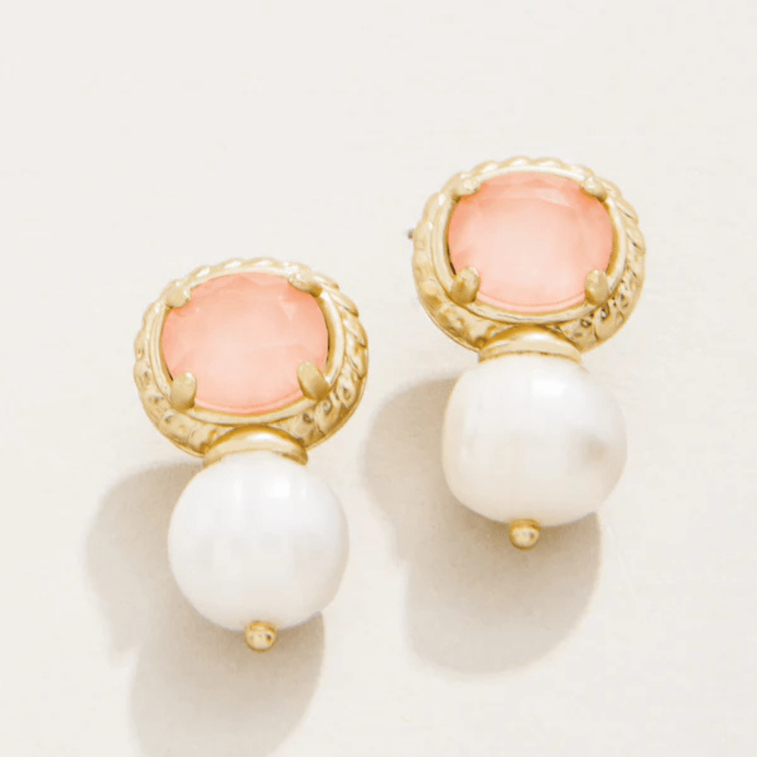 Spartina Karina Pearl Stud Earrings - Peach - Spartina