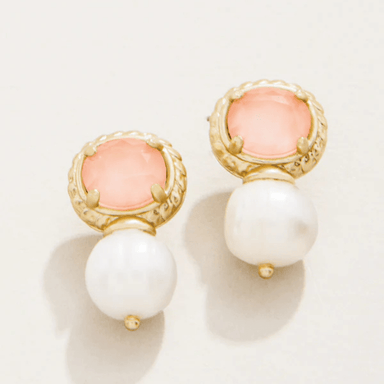 Spartina Karina Pearl Stud Earrings - Peach - Spartina