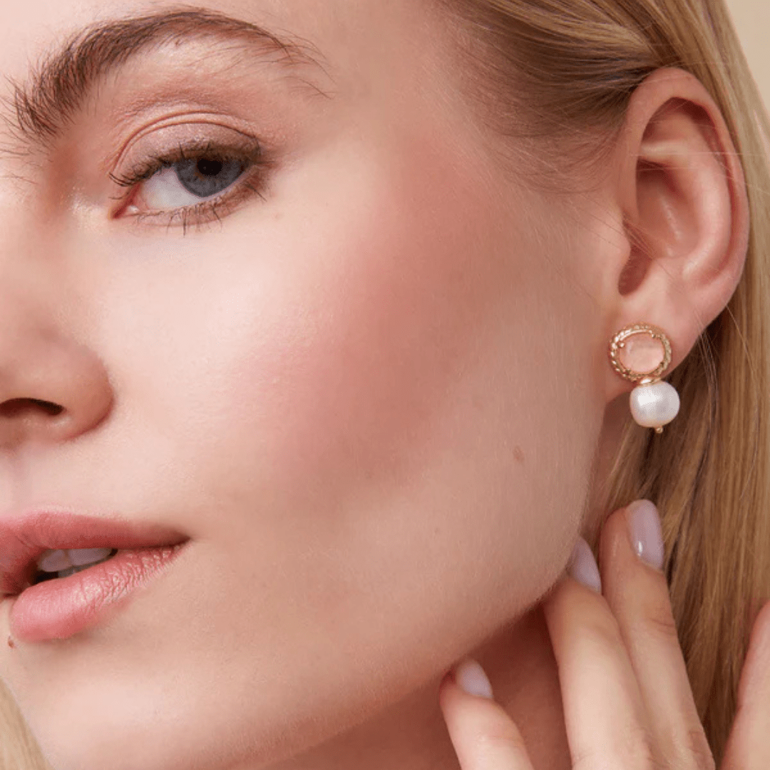 Spartina Karina Pearl Stud Earrings - Peach - Spartina