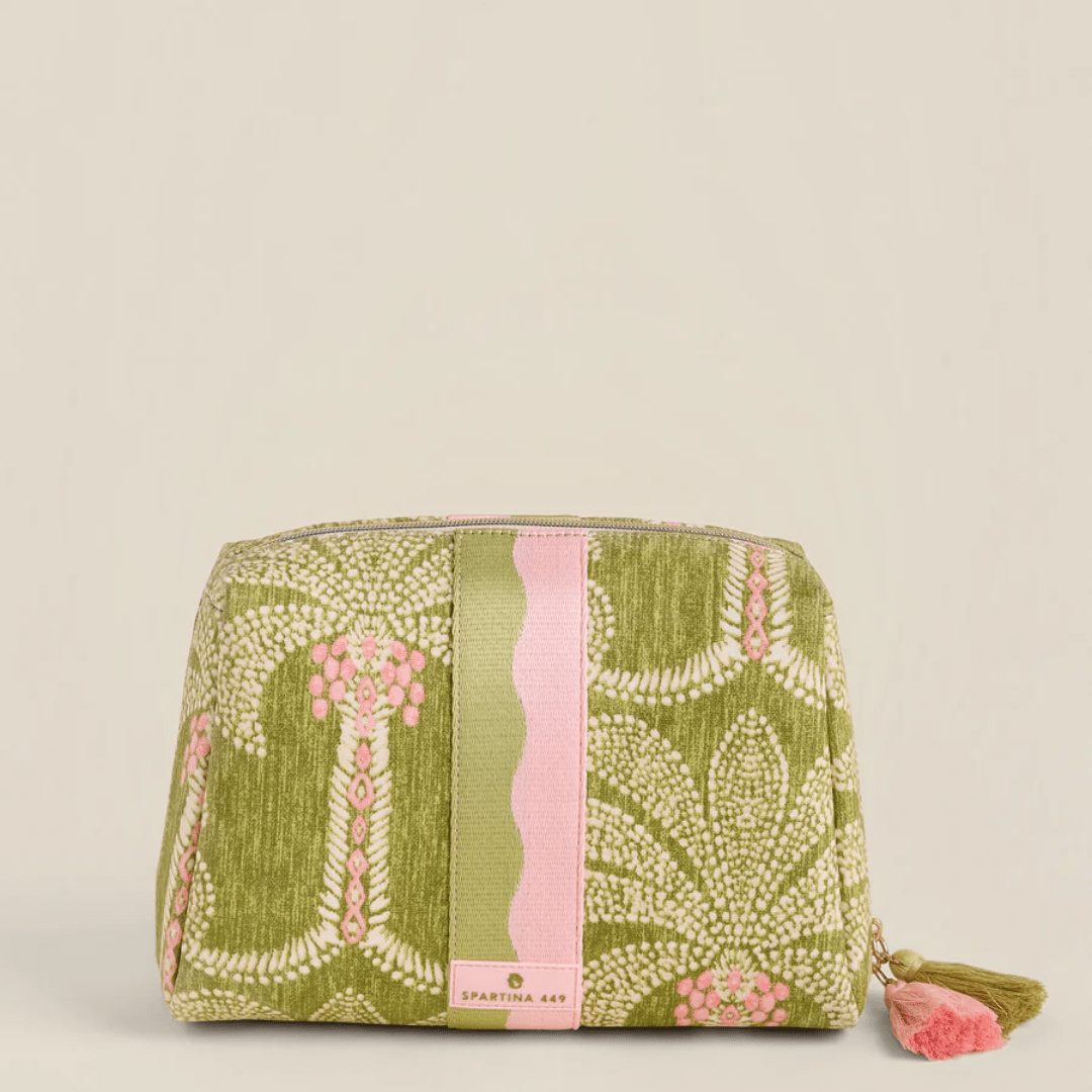 Spartina Large Cosmetic Pouch Castillo Green Palms - Spartina