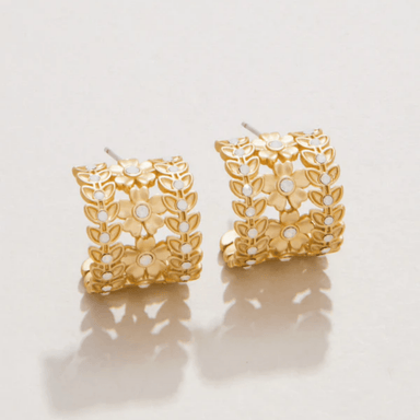 Spartina Parkwood Midi Hoop Earrings - White Opal - Spartina