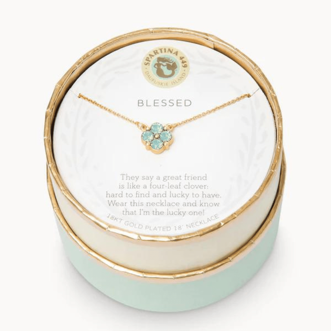 Spartina Sea La Vie Blessed Seafoam Clover Necklace - Spartina