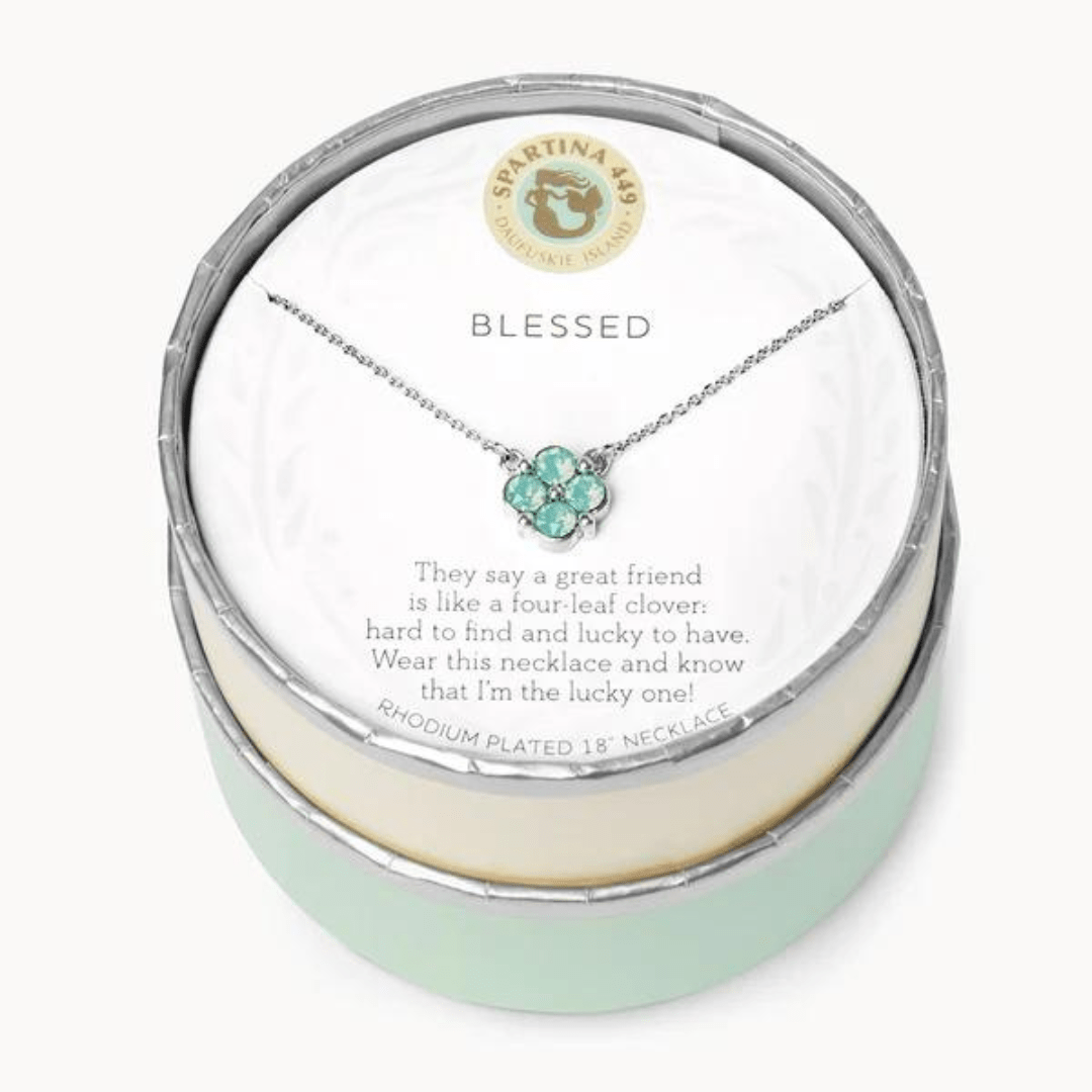 Spartina Sea La Vie Blessed Seafoam Clover Necklace - Spartina