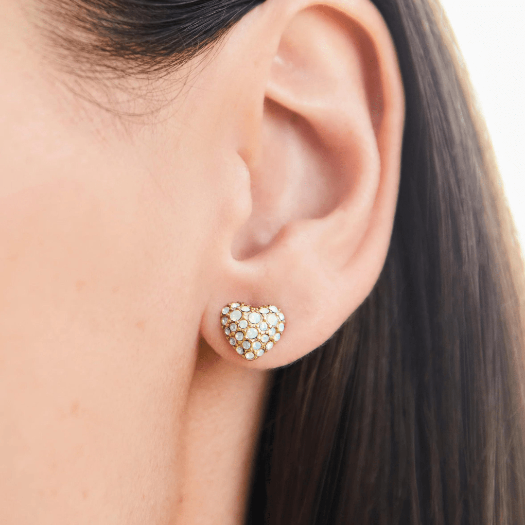 Spartina Splash White Opal Sparkling Heart Studs - Spartina