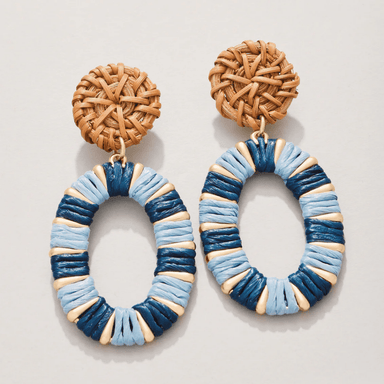 Spartina Straw Oval Earrings - Blue - Spartina