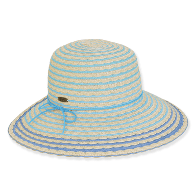 Sun 'n' Sand Blue Multi Paperbraid Backless Hat - Brim 4" - Sun 'N' Sand Accessories
