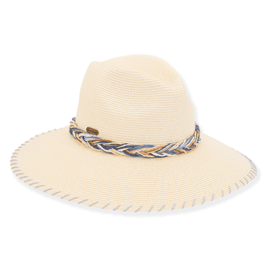 Sun 'n' Sand Blue Paperbraid Safari Hat - Brim 4" - Sun 'N' Sand Accessories
