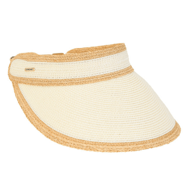 Sun 'n' Sand Ivory Raffia/Paperbraid Visor - Brim 4.5" - Sun 'N' Sand Accessories