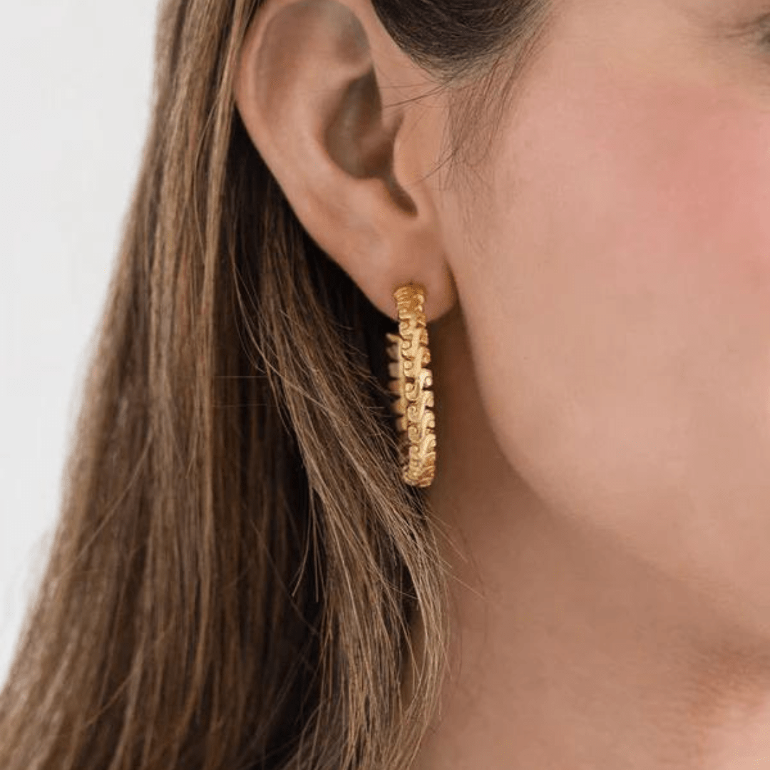 Susan Shaw 2 Row Dotted Hoop Earrings - Susan Shaw