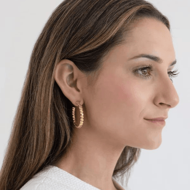 Susan Shaw 2 Row Dotted Hoop Earrings - Susan Shaw