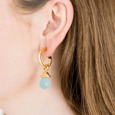 Susan Shaw Gigi Drop Hoop Earrings - Aqua Quartz - Susan Shaw
