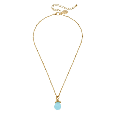 Susan Shaw Gigi Gold Dainty Drop necklace - Aqua - Susan Shaw