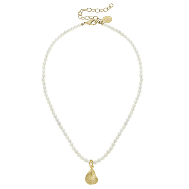 Susan Shaw Gold Oyster on Shell Pearl Necklace - Susan Shaw