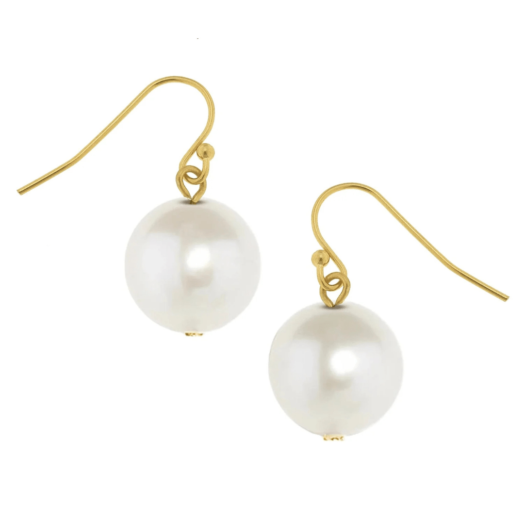 Susan Shaw Gold Pearl Drop Earrings - Susan Shaw