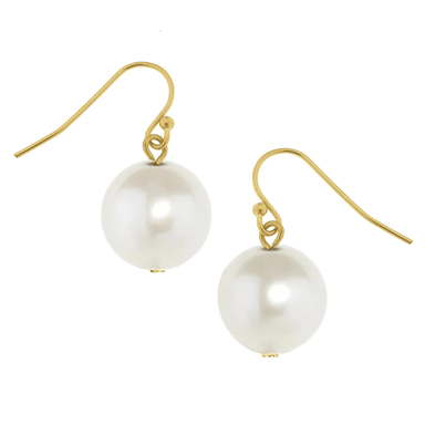 Susan Shaw Gold Pearl Drop Earrings - Susan Shaw