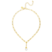 Susan Shaw Gold & Pearl Drop Paperclip Necklace - Susan Shaw