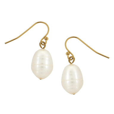 Susan Shaw Gold & Pearl Wire Earring - Susan Shaw