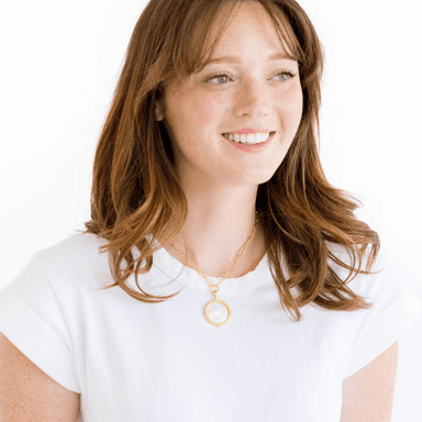 Susan Shaw Gold w/ MOP Cross on Paperclip Chain - Susan Shaw