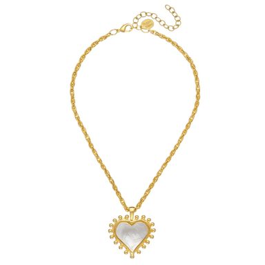 Susan Shaw Handcast Gold Mother of Pearl Heart Necklace - Susan Shaw
