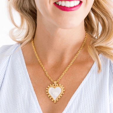 Susan Shaw Handcast Gold Mother of Pearl Heart Necklace - Susan Shaw