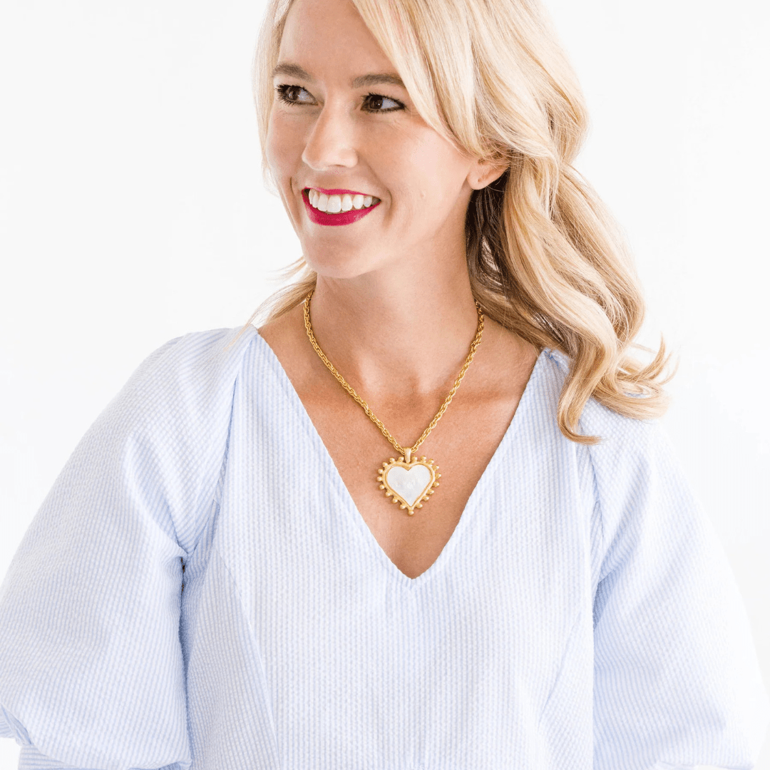 Susan Shaw Handcast Gold Mother of Pearl Heart Necklace - Susan Shaw