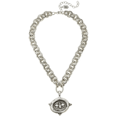 Susan Shaw Handcast Silver Bee Intaglio Necklace - Susan Shaw