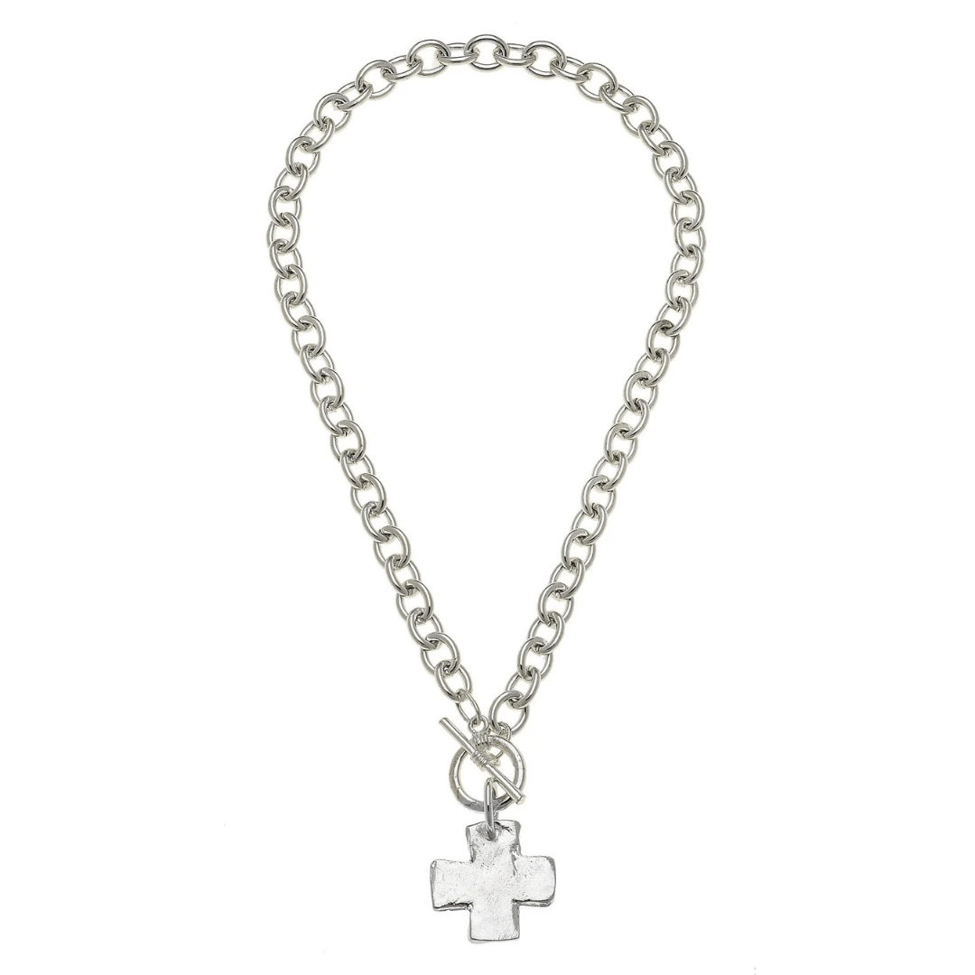 Susan Shaw Handcast Silver Cross Toggle Necklace - Susan Shaw