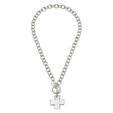 Susan Shaw Handcast Silver Cross Toggle Necklace - Susan Shaw