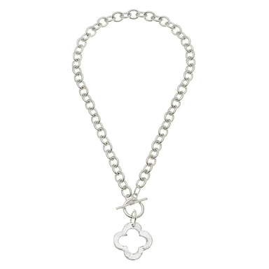 Susan Shaw Handcast Silver Open Clover Toggle Necklace - Susan Shaw