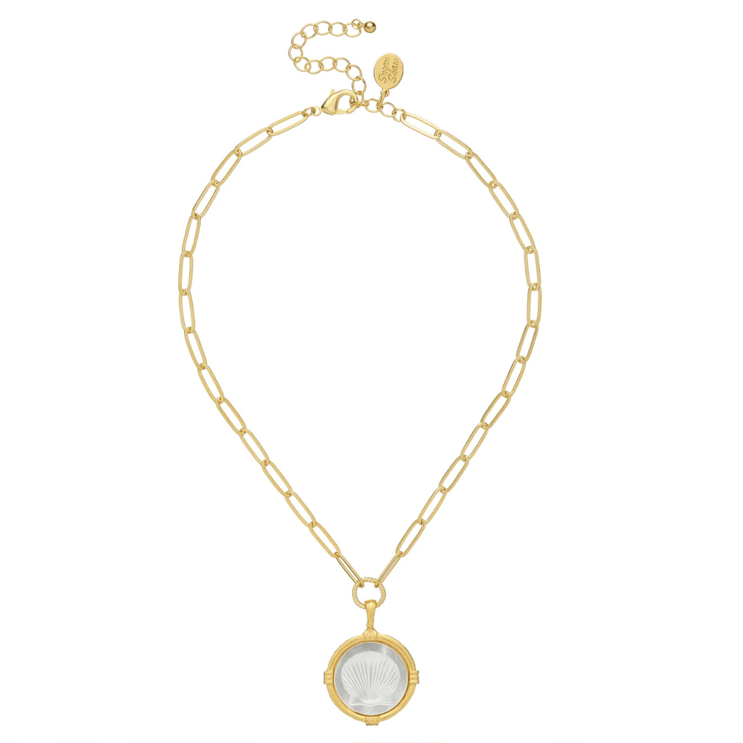 Susan Shaw Ida Mother of Pearl Shell Paperclip Necklace - Gold - Susan Shaw