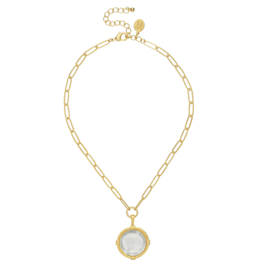 Susan Shaw Ida Mother of Pearl Shell Paperclip Necklace - Gold - Susan Shaw